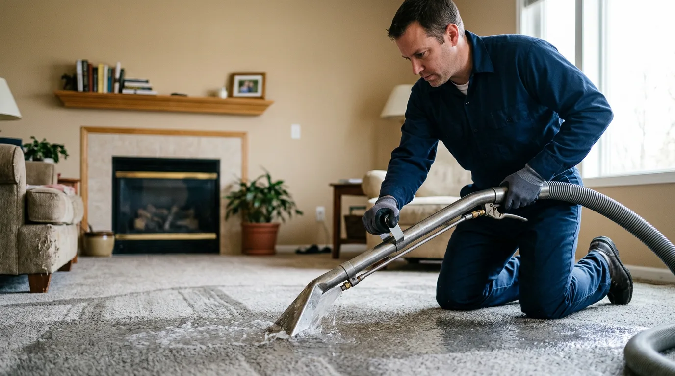 Water damage restoration technician working near Luzerne, PA